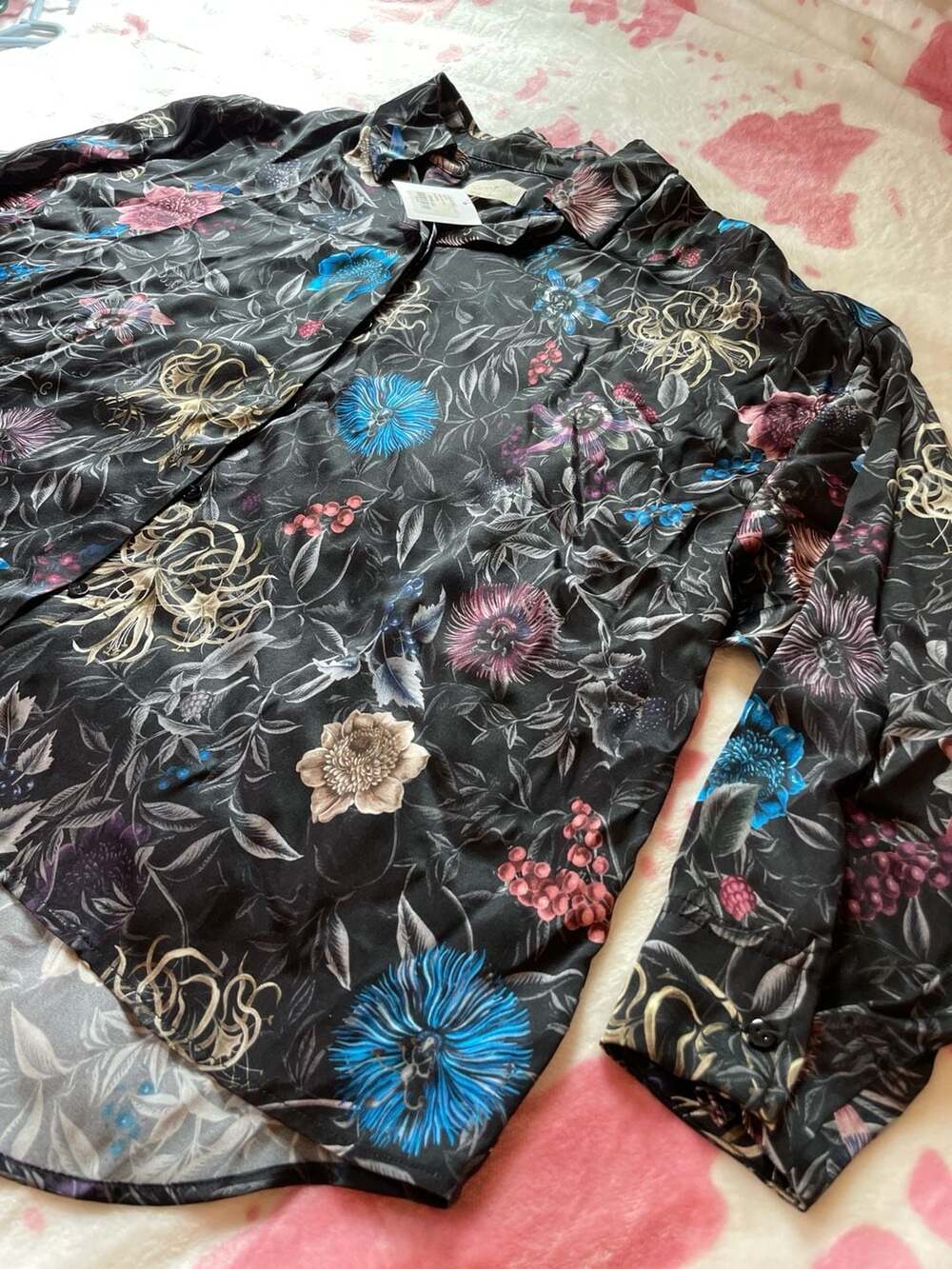 Momoni Aita Floral Silk Blend Button Down Shirt Size 40
